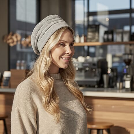 Timeless Pearl-Adorned super Cozy Fashion Beret - Grey