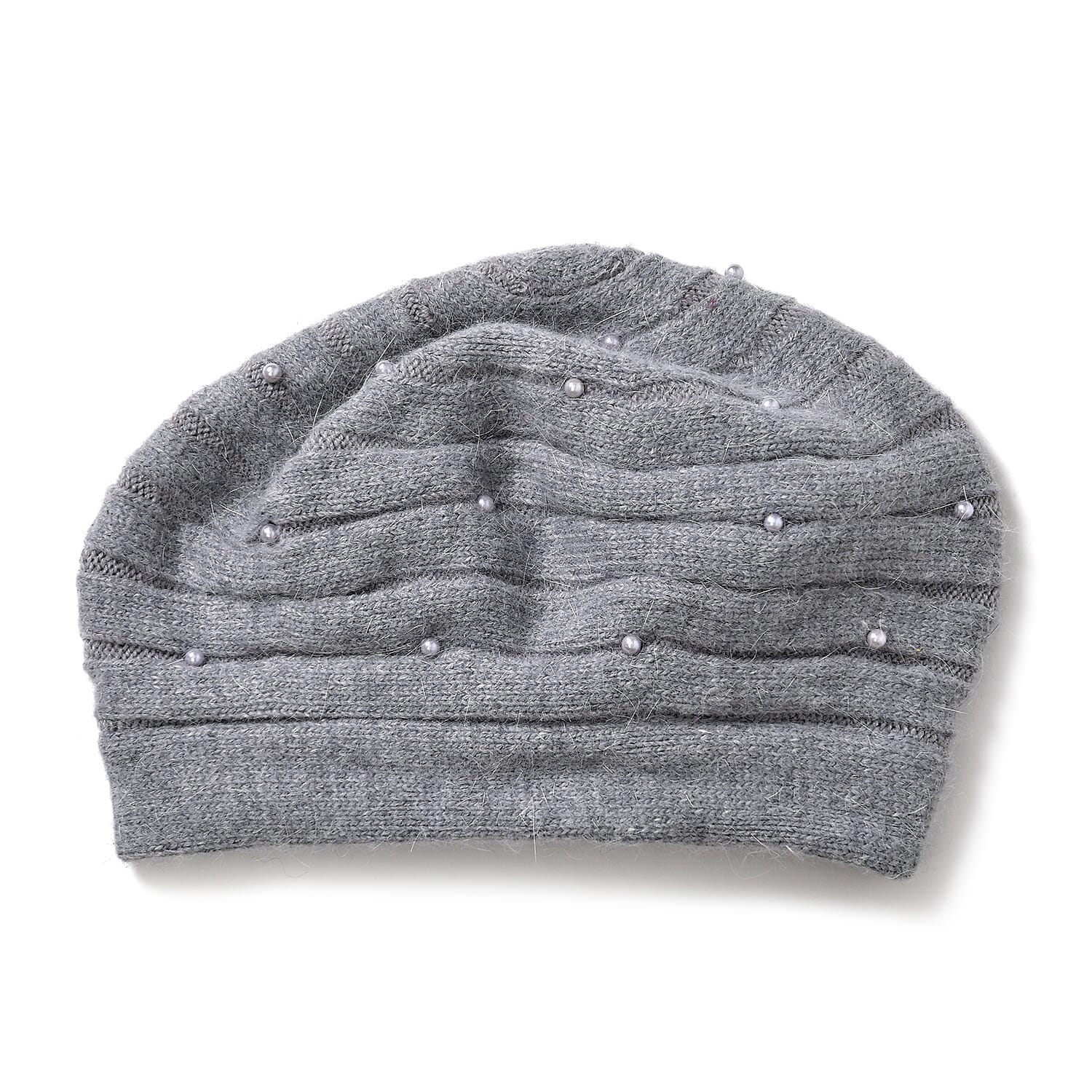 Timeless Pearl-Adorned super Cozy Fashion Beret - Grey