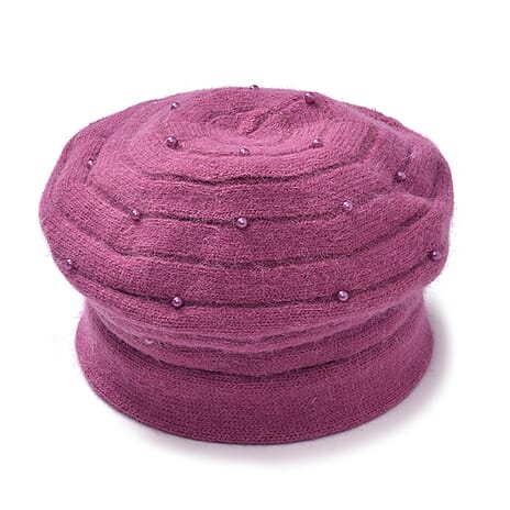 Timeless Pearl-Adorned super Cozy Fashion Beret - Pink