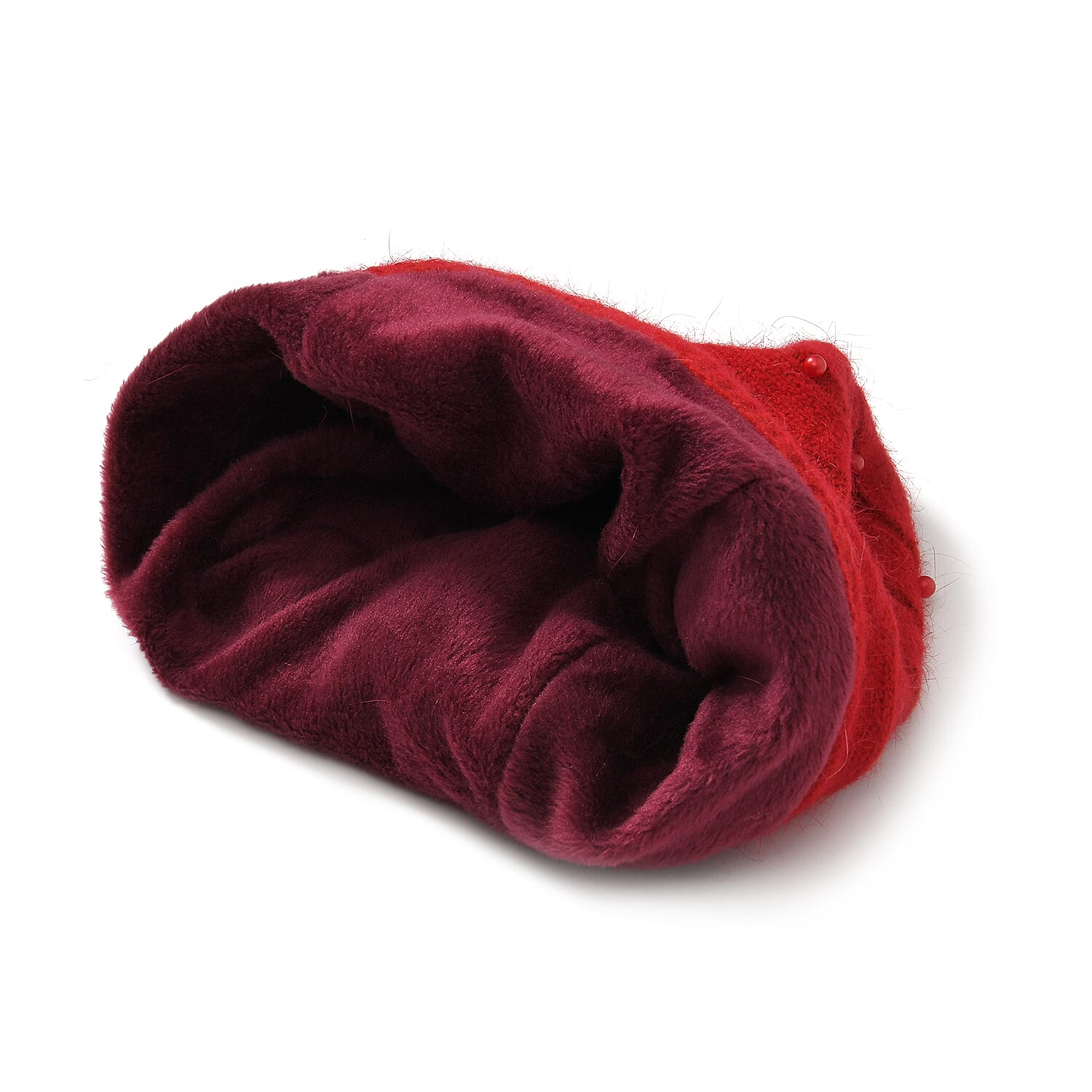 Timeless Pearl-Adorned super Cozy Fashion Beret - Red