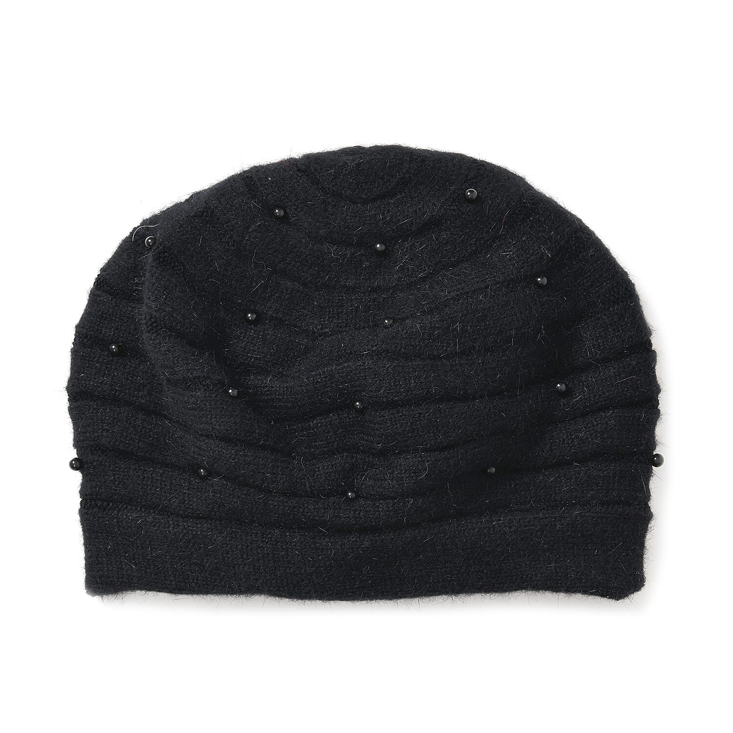 Pearl-Embellished Beret Cap (Size 22 Cm) - Black