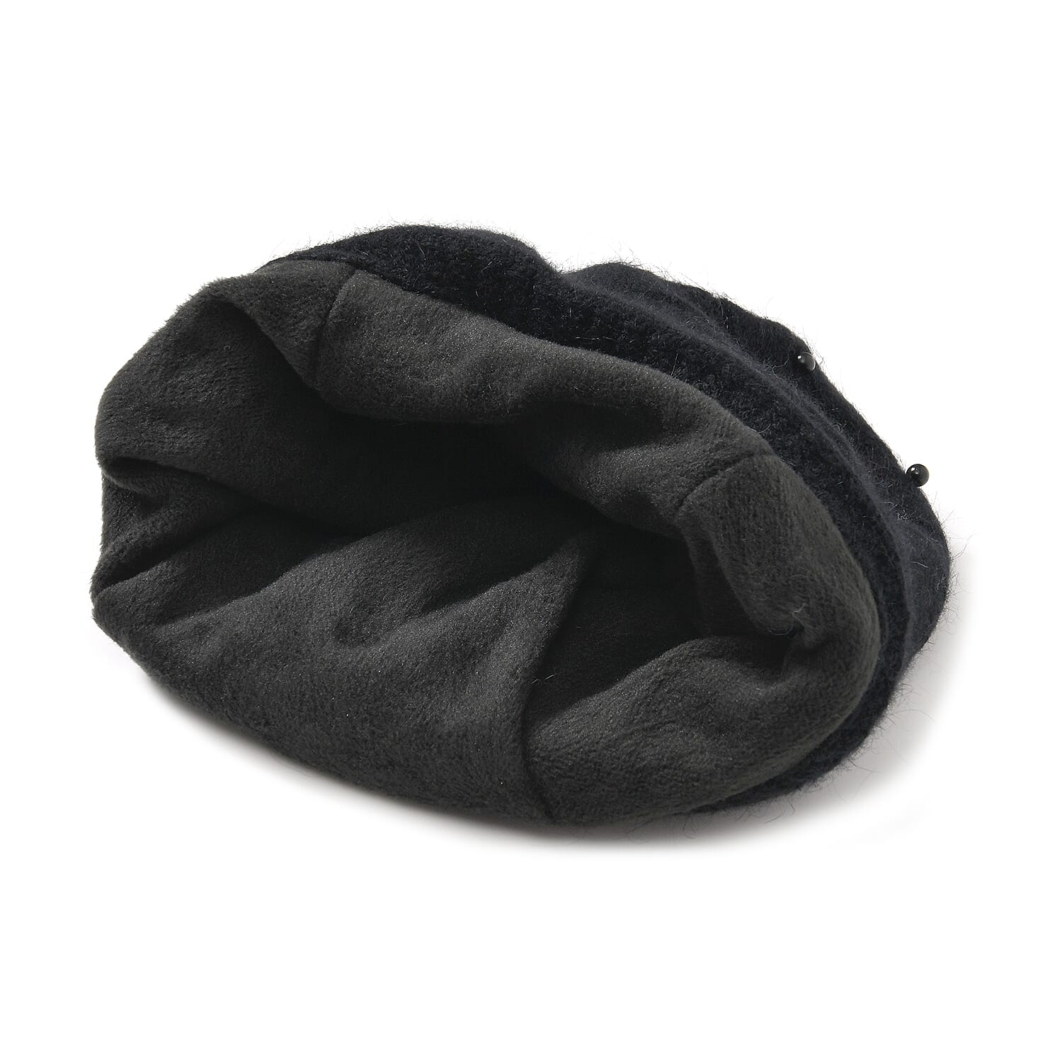Pearl-Embellished Beret Cap (Size 22 Cm) - Black
