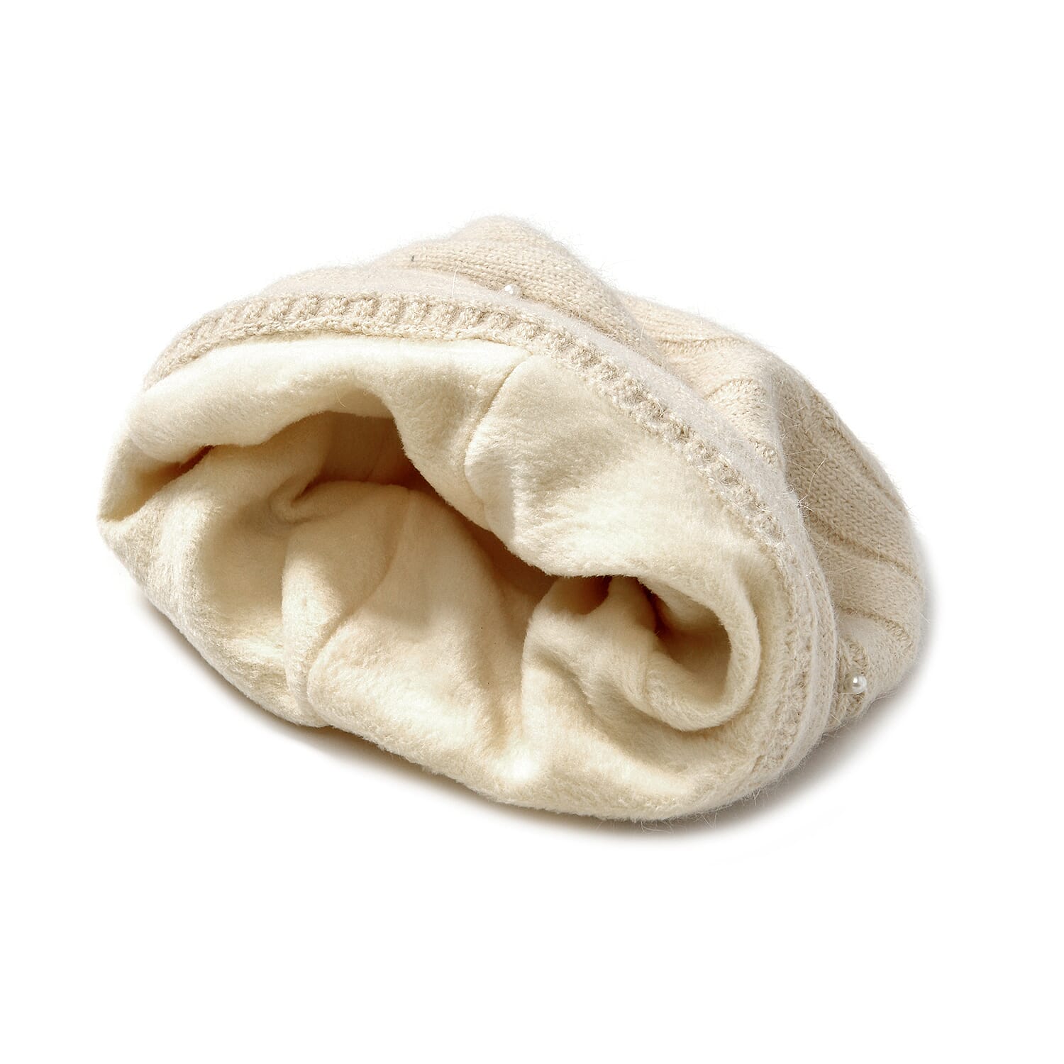 Timeless Pearl-Adorned super Cozy Fashion Beret - Cream