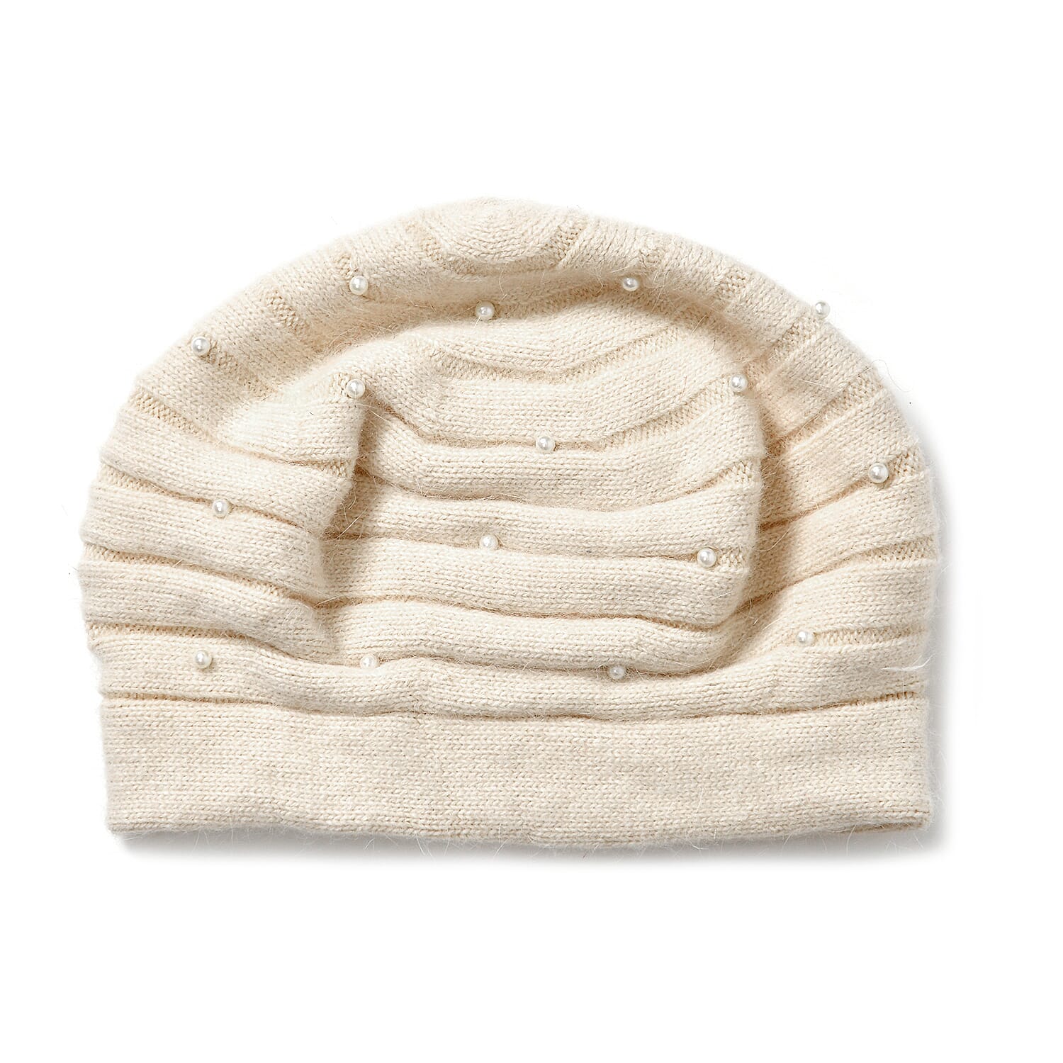 Timeless Pearl-Adorned super Cozy Fashion Beret - Cream