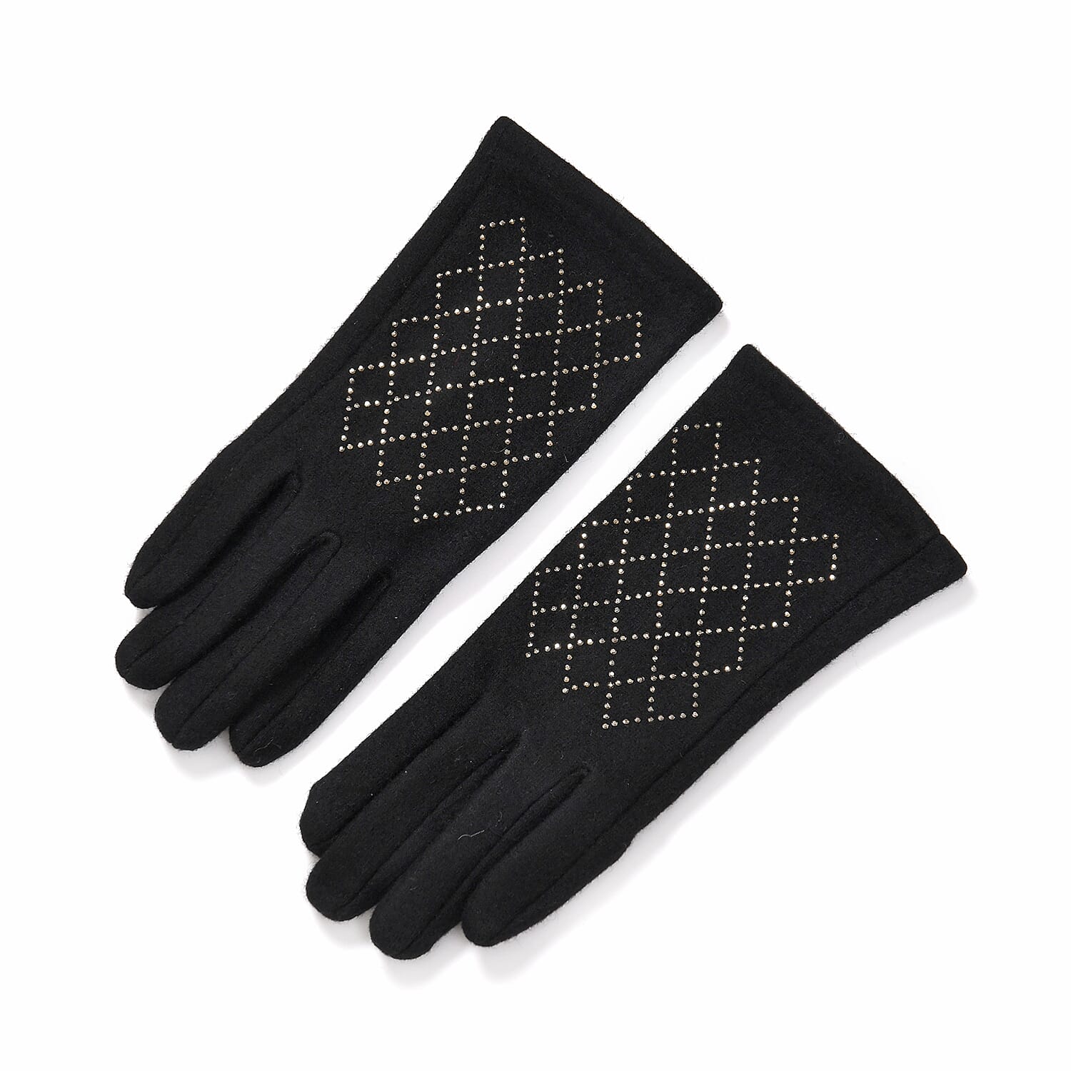 Closeout Deal - 2 Piece Set - Cashmere Diamond Pattern Hat & Gloves - Black Closeout Deal - 2 Piece Set - Cashmere Diamond Pattern Hat & Gloves - Black