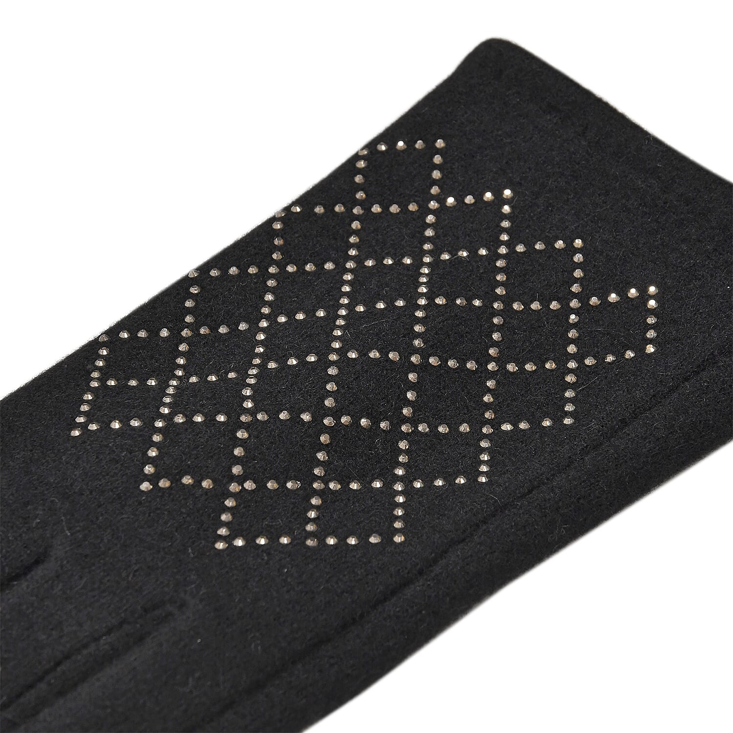 Closeout Deal - 2 Piece Set - Cashmere Diamond Pattern Hat & Gloves - Black Closeout Deal - 2 Piece Set - Cashmere Diamond Pattern Hat & Gloves - Black