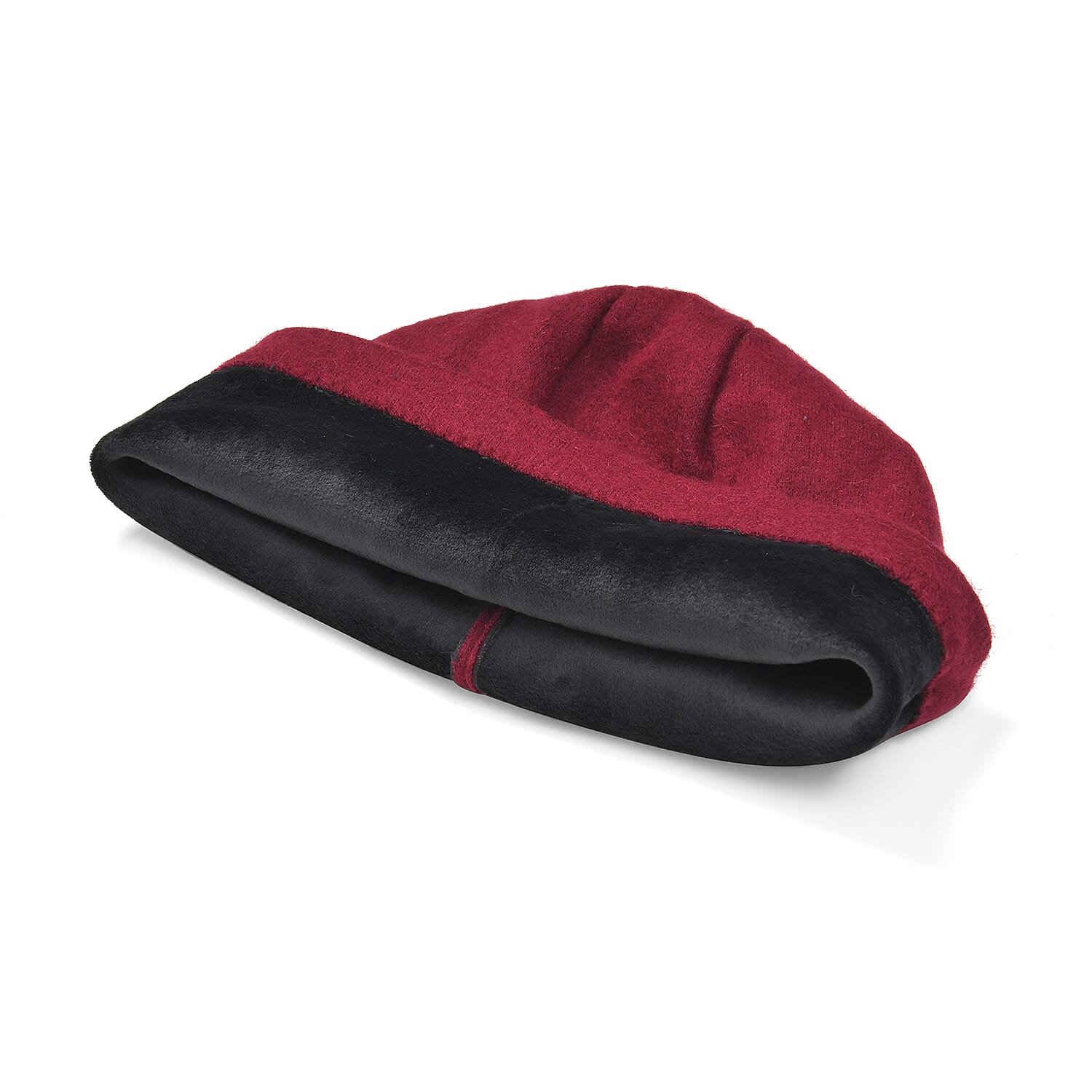 Closeout Deal - 2 Piece Set -Cashmere Diamond Pattern Hat and Gloves-  Burgundy