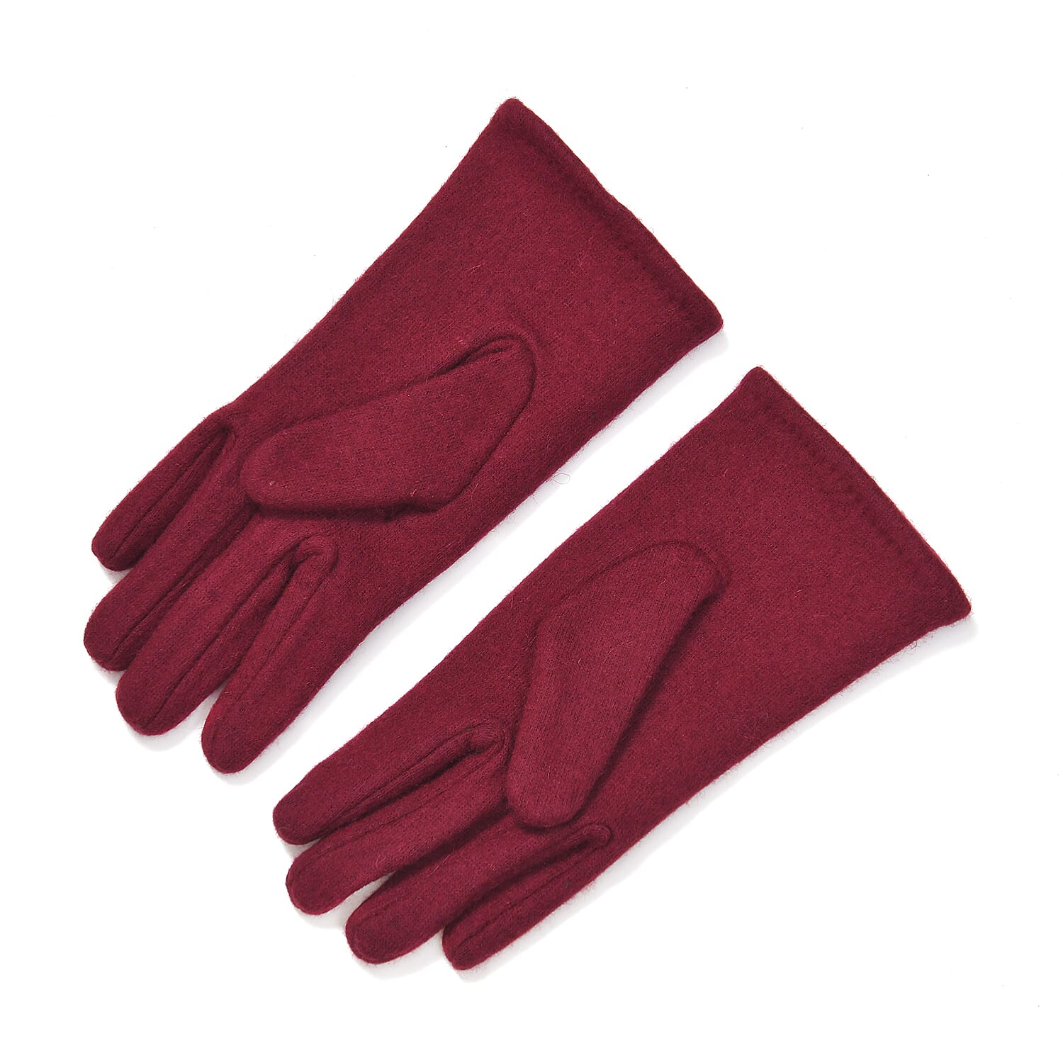 Closeout Deal - 2 Piece Set -Cashmere Diamond Pattern Hat and Gloves-  Burgundy