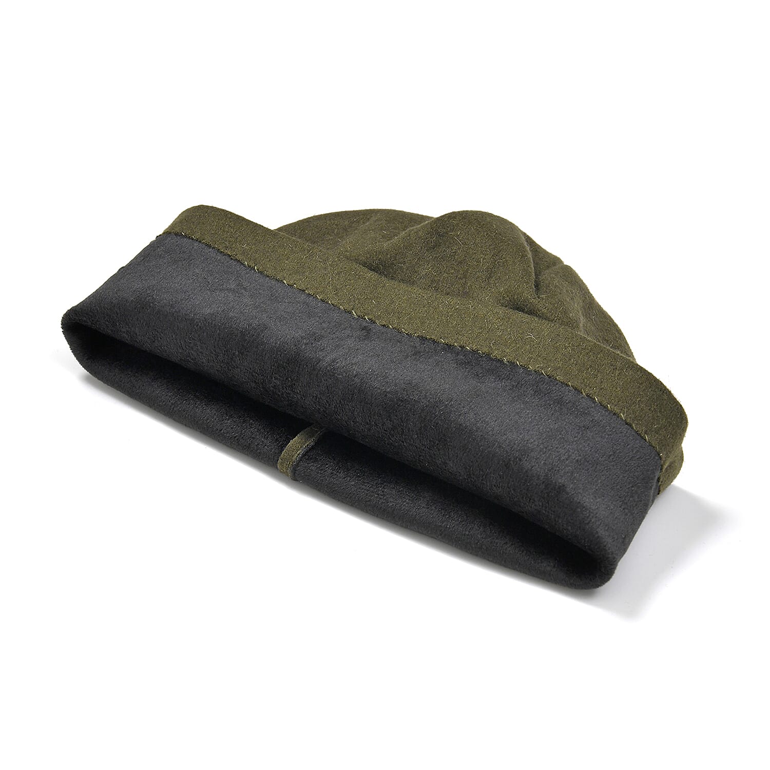 Closeout Deal - 2 Piece Set - Cashmere Diamond Pattern Hat and Gloves - Dark Green