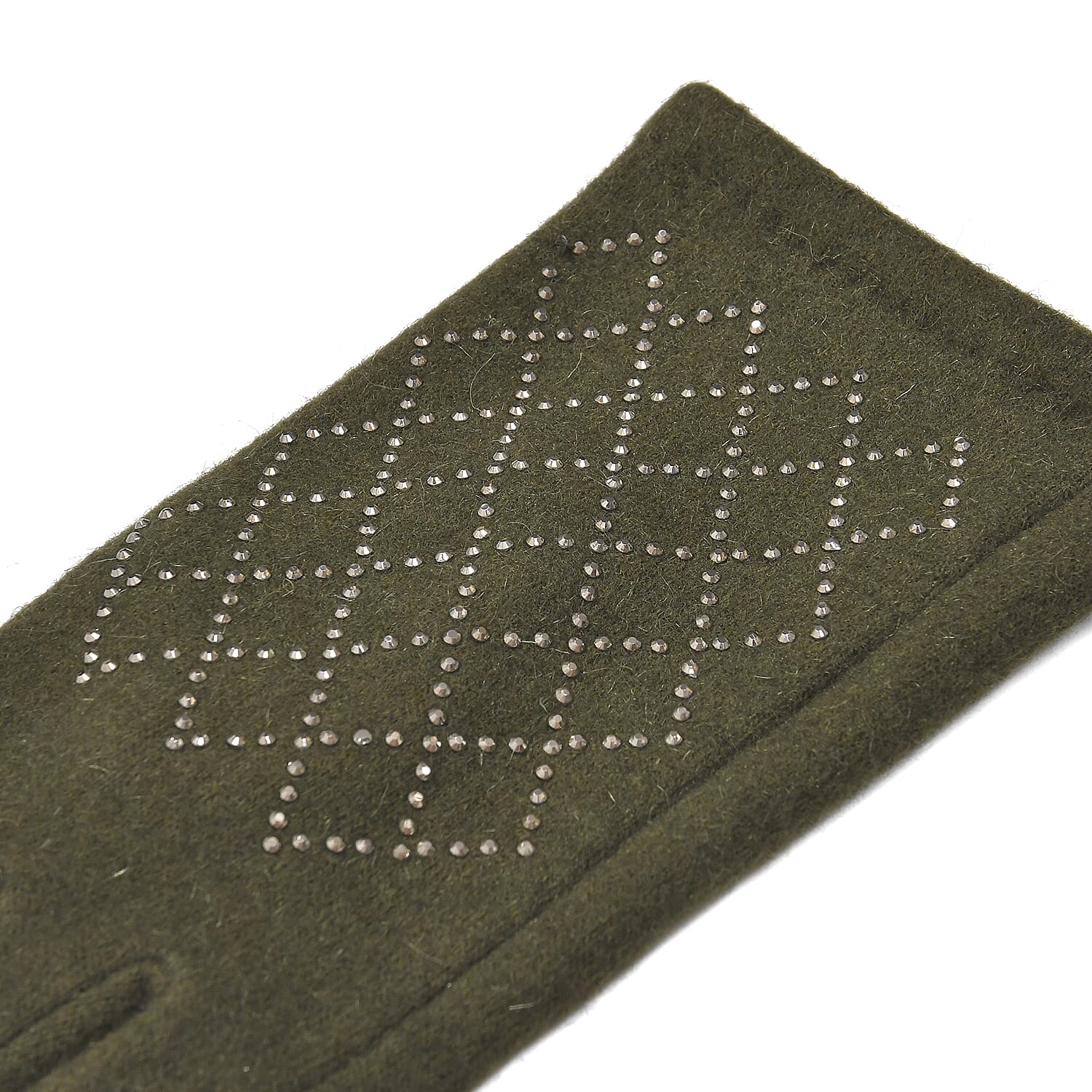 Closeout Deal - 2 Piece Set - Cashmere Diamond Pattern Hat and Gloves - Dark Green