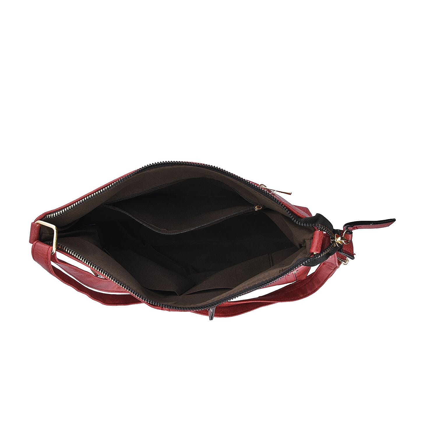 Leatherette Multi Compartment Crossbody Bag - Red