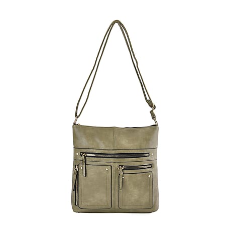 Leatherette Multi Compartment Crossbody Bag - Mint Green