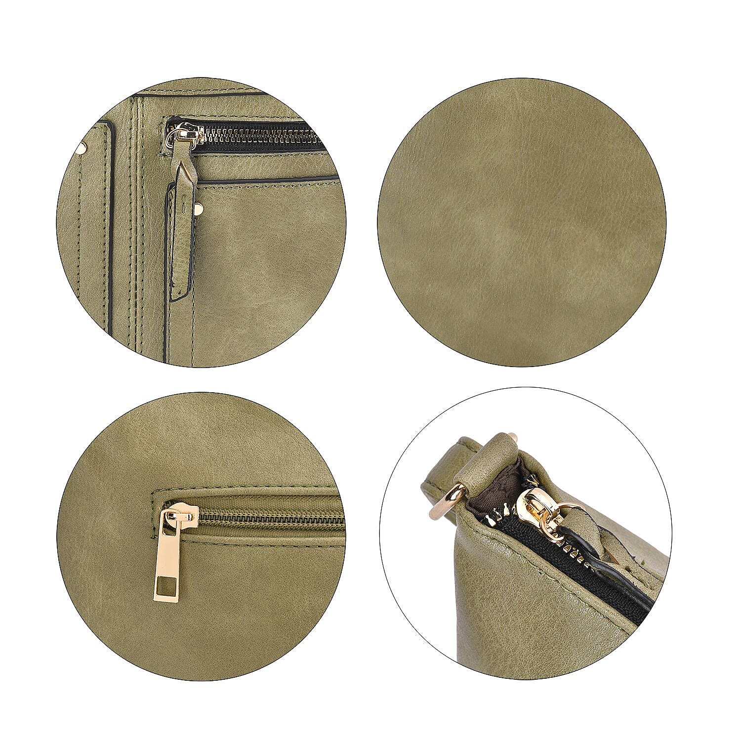 Leatherette Multi Compartment Crossbody Bag - Mint Green