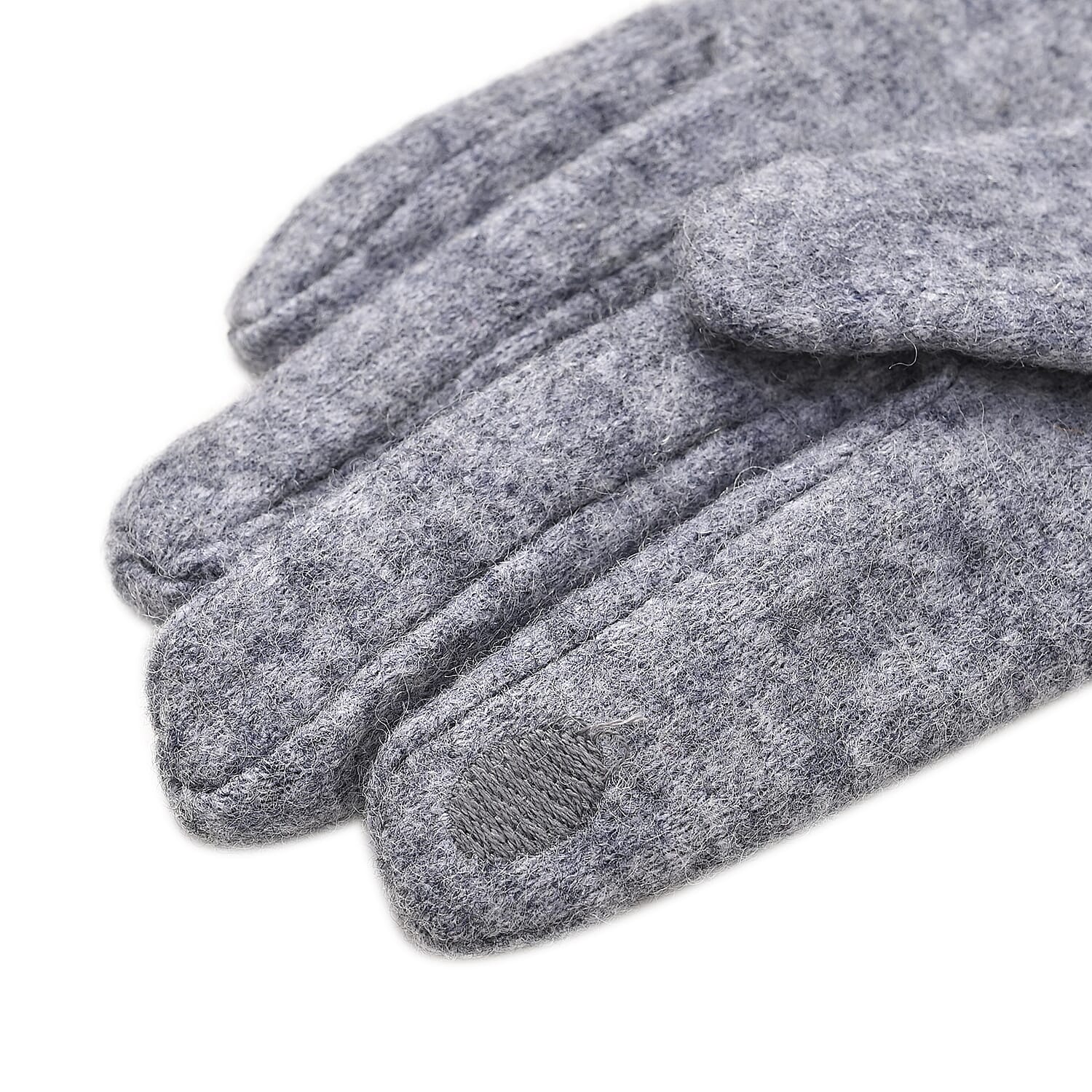Luxury Cashmere Wool Gloves With Detailing and Fleece Lining - Grey