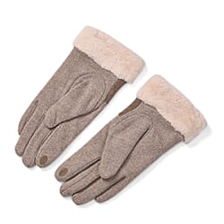 Luxury Cashmere Wool Gloves With Detailing and Fleece Lining - Grey