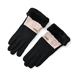 Luxury Cashmere Wool Gloves With Detailing and Fleece Lining - Grey
