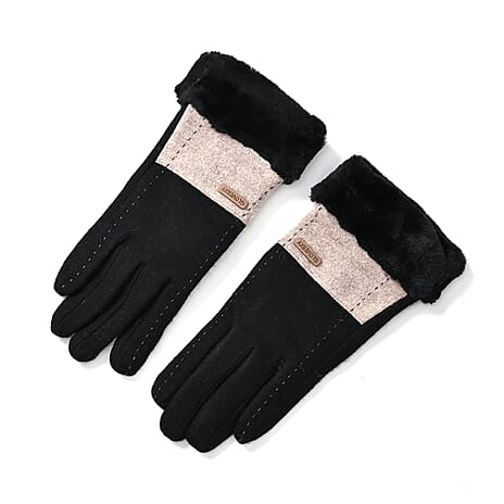 Luxury Cashmere Wool Gloves (One Size) - Black & Grey