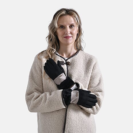 Styled By Cashmere Wool Gloves (One Size) - Black
