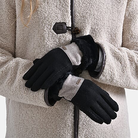 Styled By Cashmere Wool Gloves (One Size) - Black