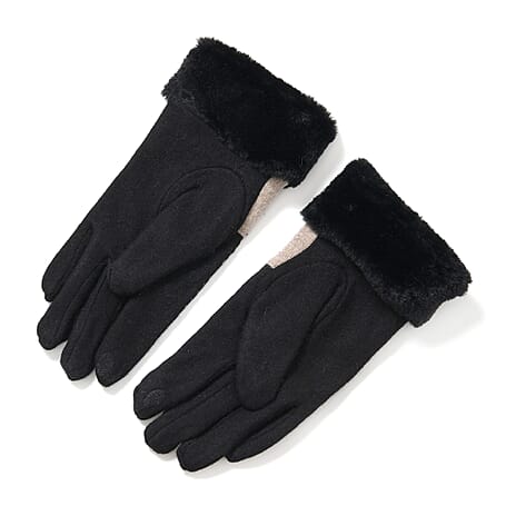 Styled By Cashmere Wool Gloves (One Size) - Black