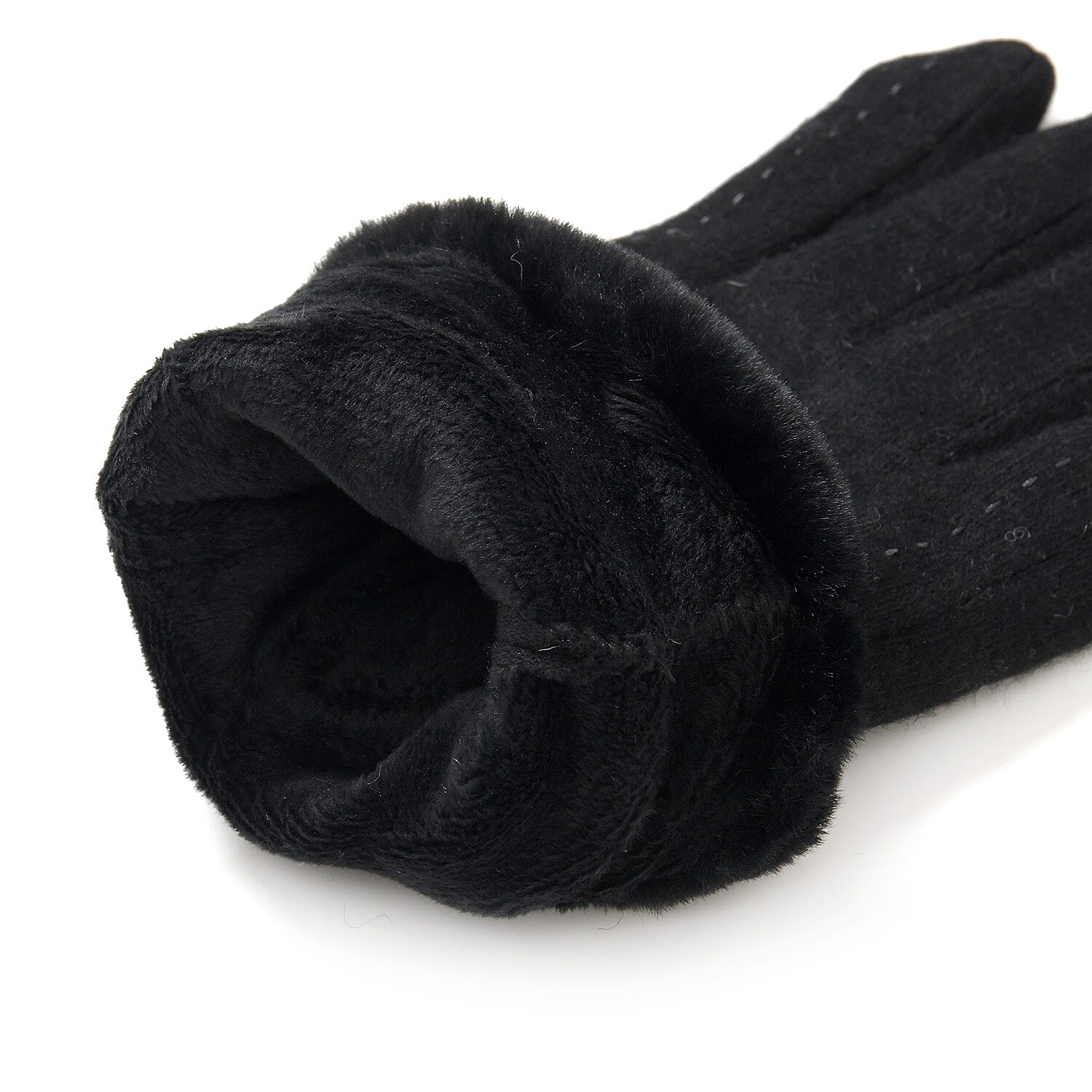 Styled By 70 % Cashmere Wool Gloves with touchscreen access (One Size) - Black
