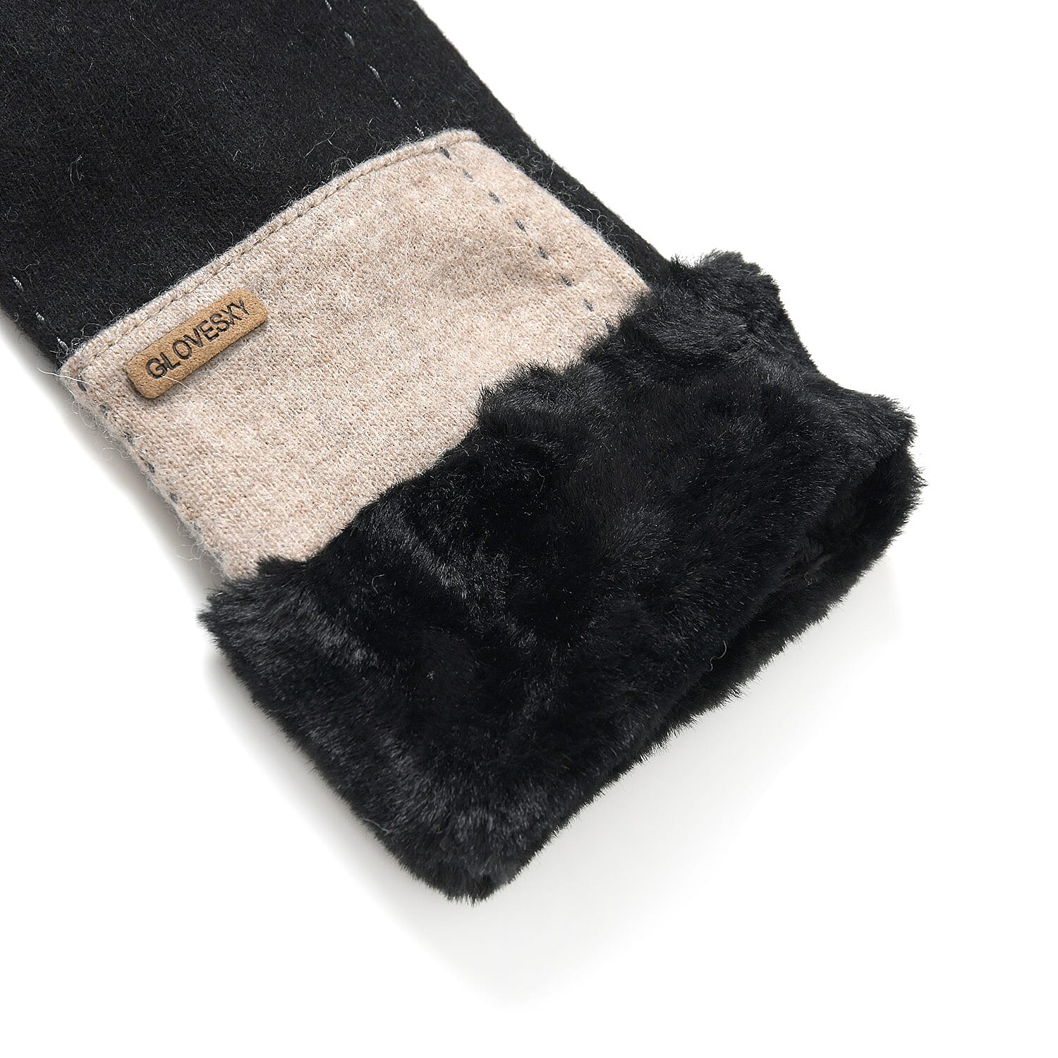 Styled By 70 % Cashmere Wool Gloves with touchscreen access (One Size) - Black