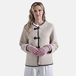 Styled By Cashmere Wool Gloves with touchscreen access (One Size) - Pink