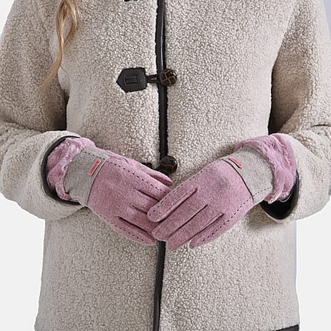 Styled By Cashmere Wool Gloves with touchscreen access (One Size) - Pink