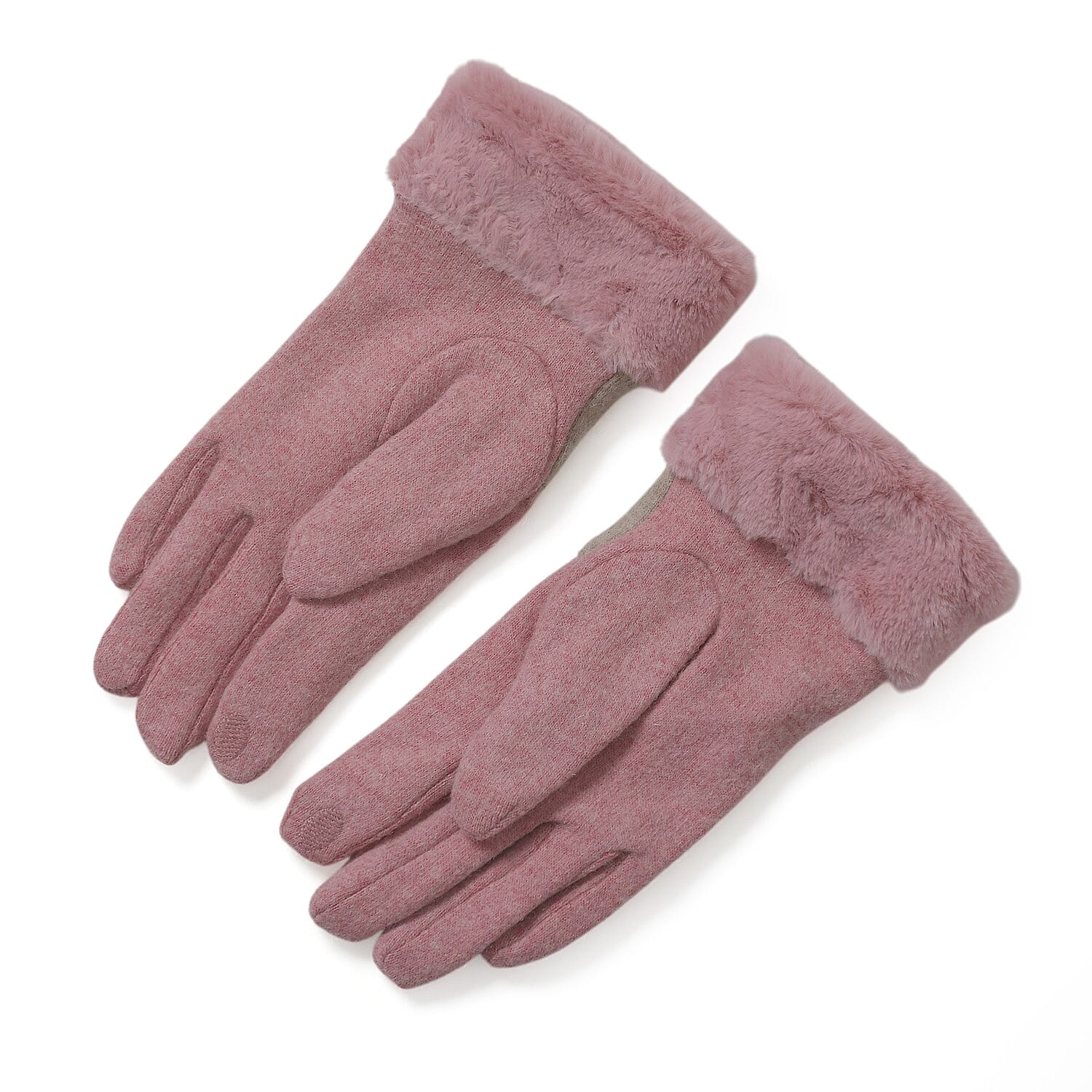 Styled By Cashmere Wool Gloves with touchscreen access (One Size) - Pink