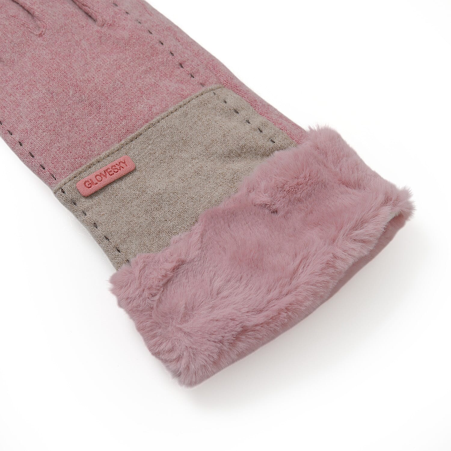 Styled By Cashmere Wool Gloves with touchscreen access (One Size) - Pink