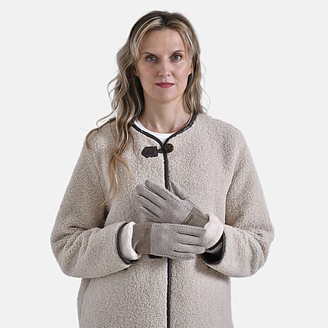 Styled By Cashmere Wool Gloves with touchscreen access(One Size) - Beige