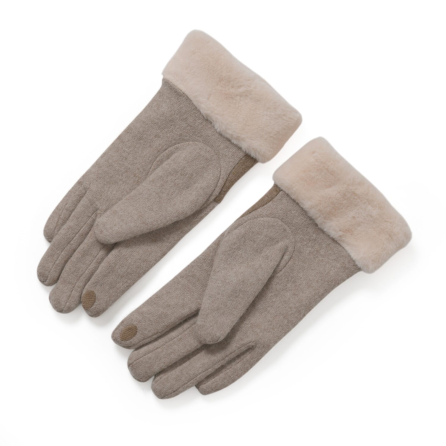 Styled By Cashmere Wool Gloves with Touchscreen Access (One Size) - Beige
