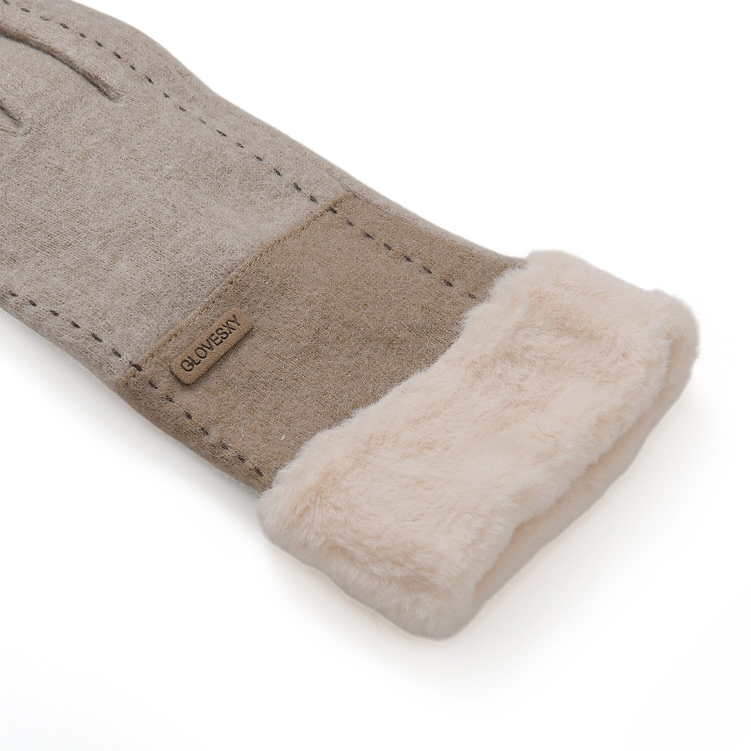 Styled By Cashmere Wool Gloves with Touchscreen Access (One Size) - Beige