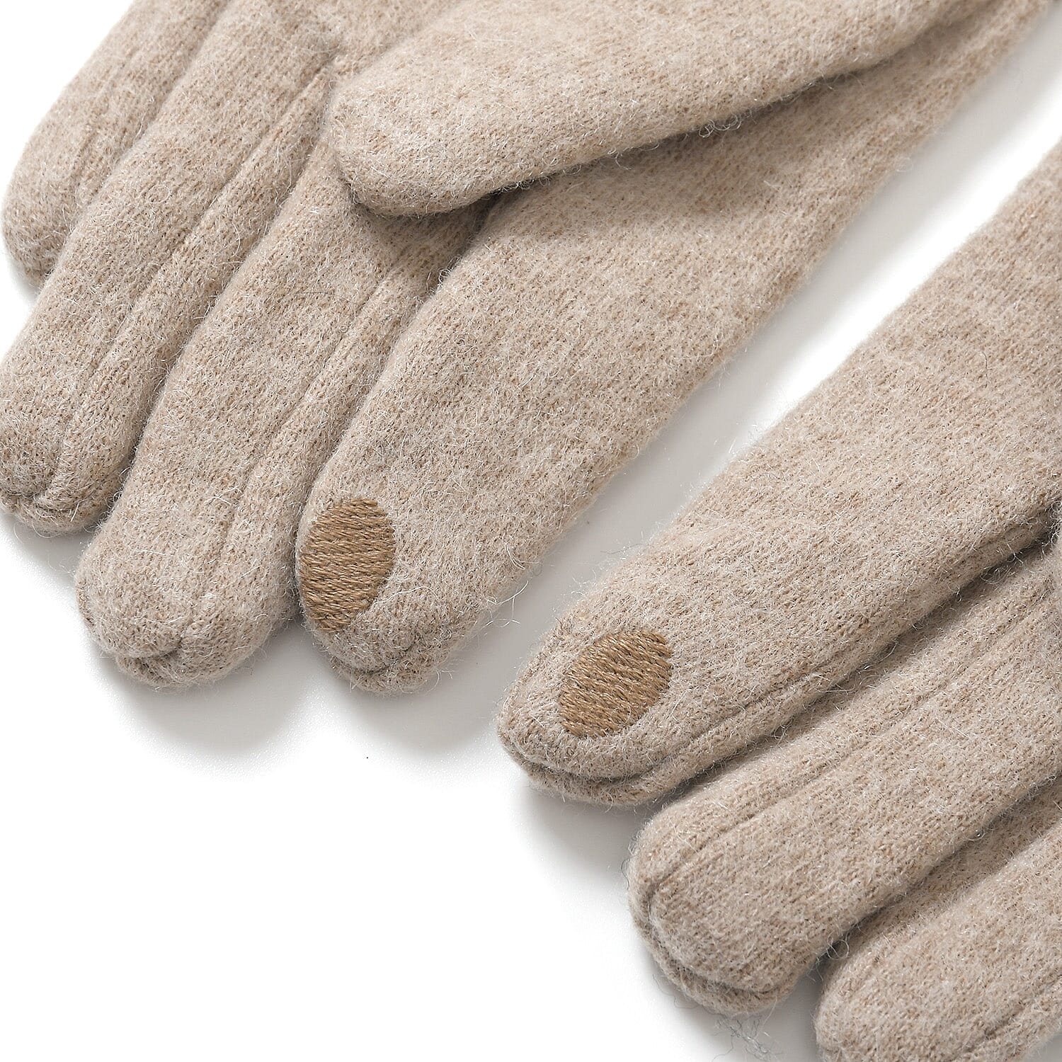 Styled By 70 % Cashmere Wool Gloves with touchscreen access(One Size) - Khaki