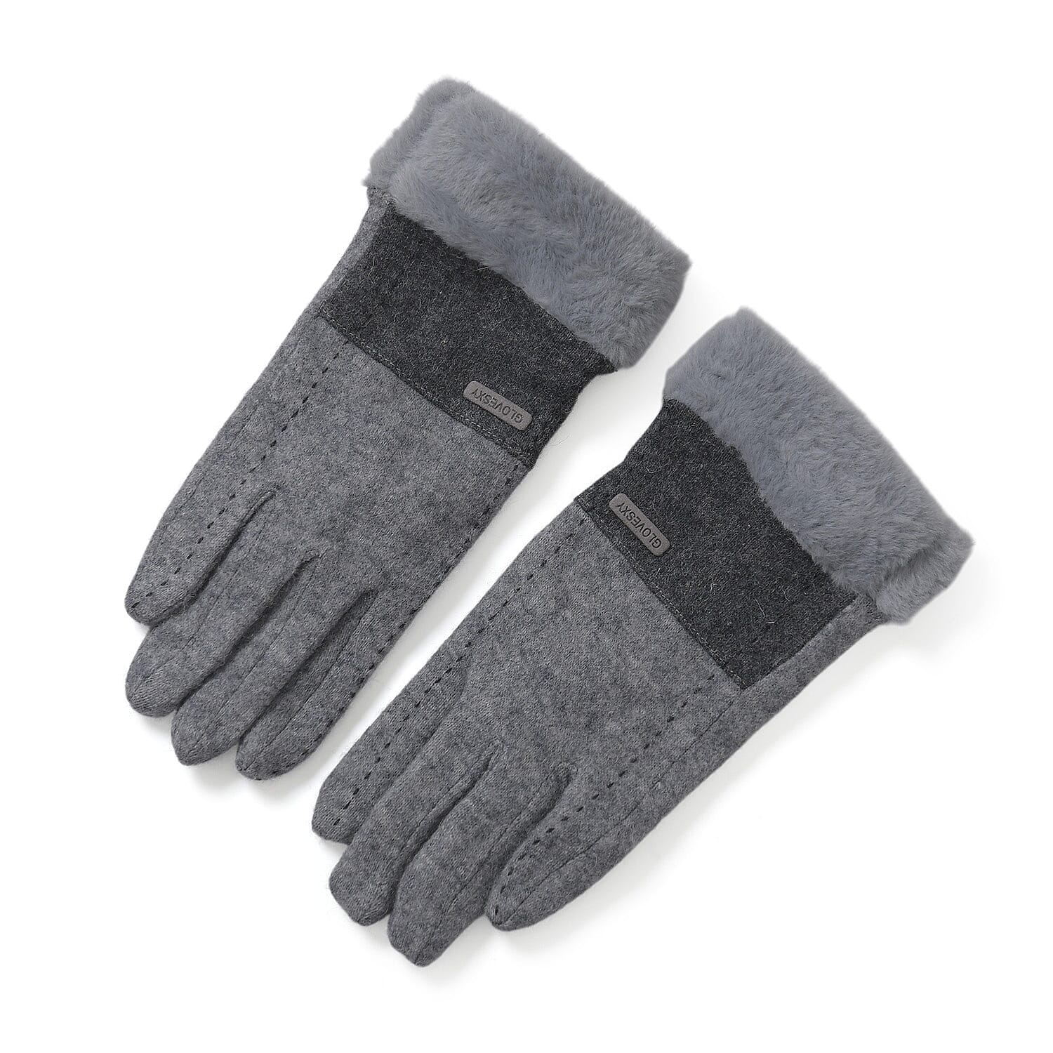 Styled By Cashmere Wool Gloves with touchscreen access(One Size) - Grey