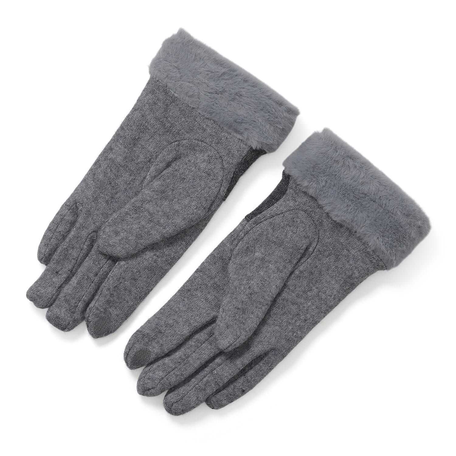 Styled By Cashmere Wool Gloves with touchscreen access(One Size) - Grey