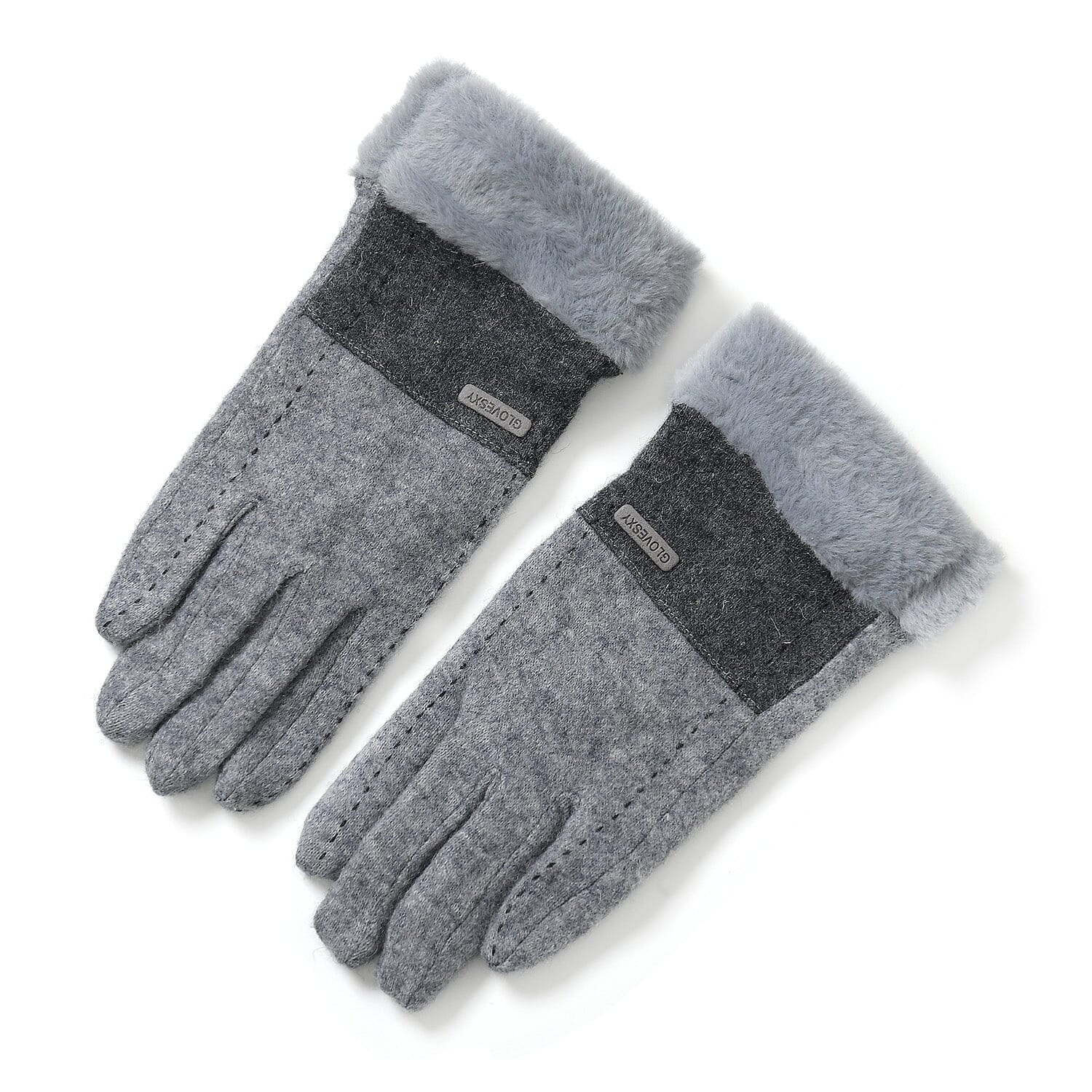 Styled By Cashmere Wool Gloves (One Size) - Grey