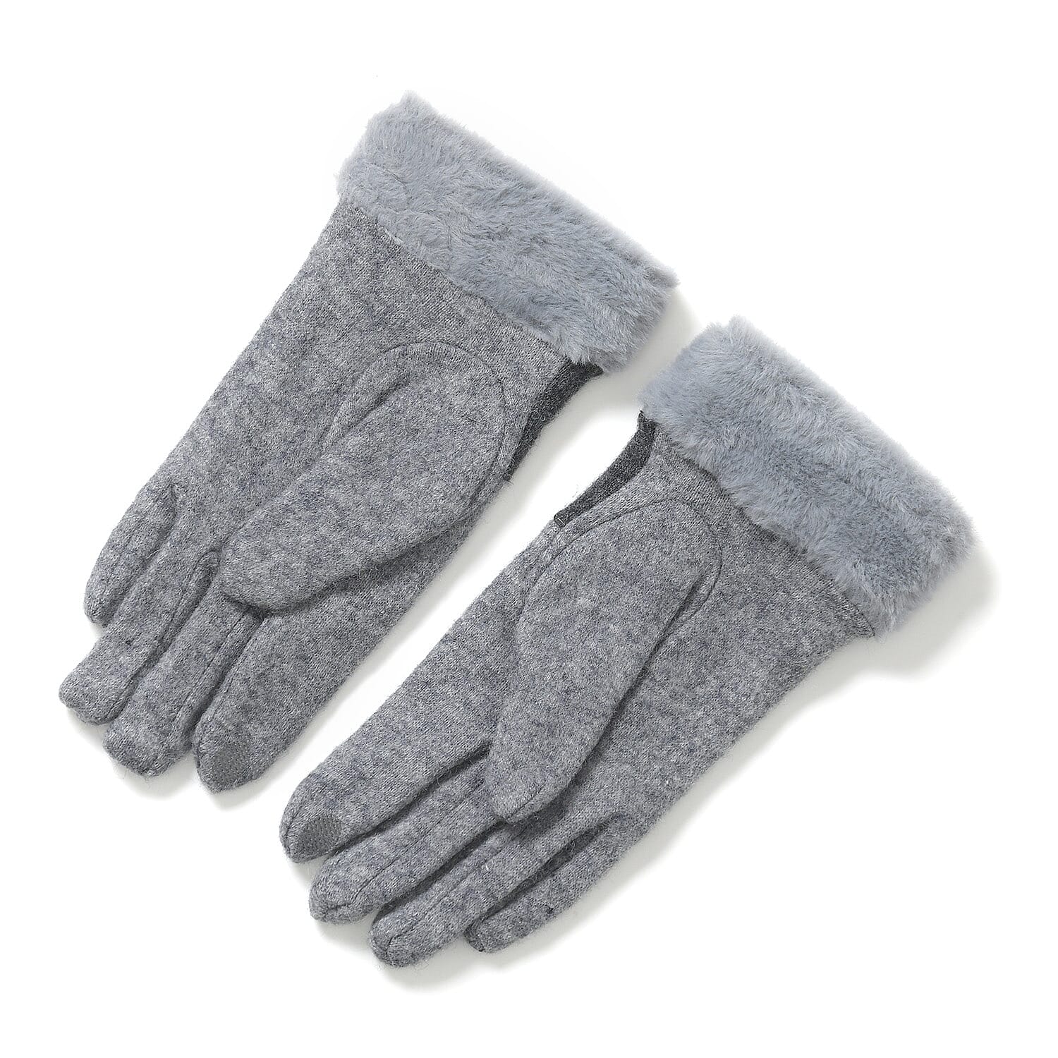 Styled By Cashmere Wool Gloves (One Size) - Grey
