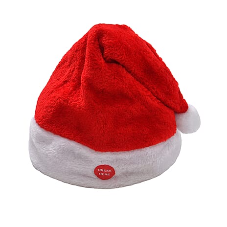 New Arrivals- Stuffed Dancing Xmas Hat (3xAA Battery not inc.) - Red & White