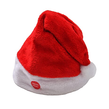 New Arrivals- Stuffed Dancing Xmas Hat (3xAA Battery not inc.) - Red & White