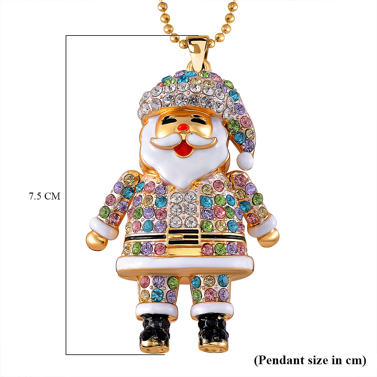 Close Out Deal- Multi Colour Crystal Santa Necklace in Yellow Gold Tone (Size - 24-2 EXT)