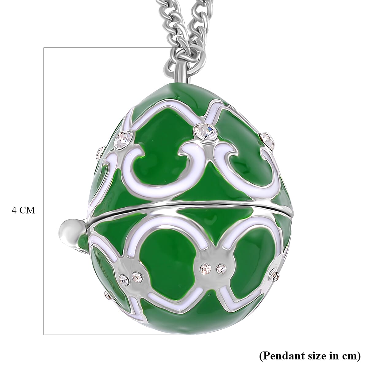 Designer Inspired Enamled Snow Flake Egg Crystal Necklace - Green