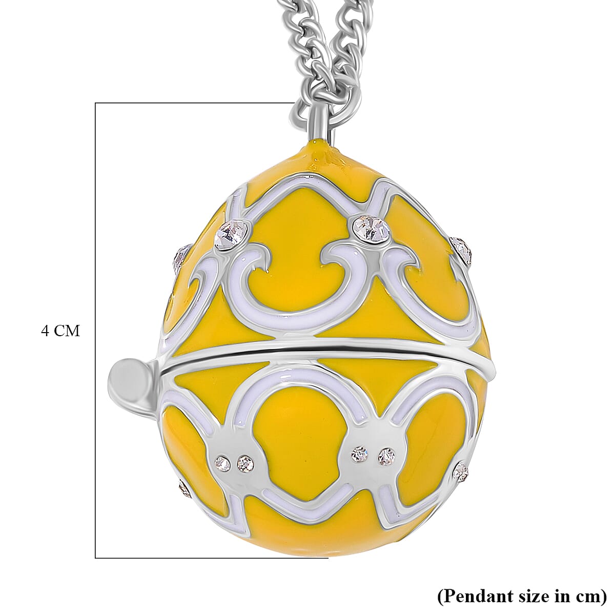 Designer Inspired Enamled Snow Flake Egg Crystal Necklace - Yellow