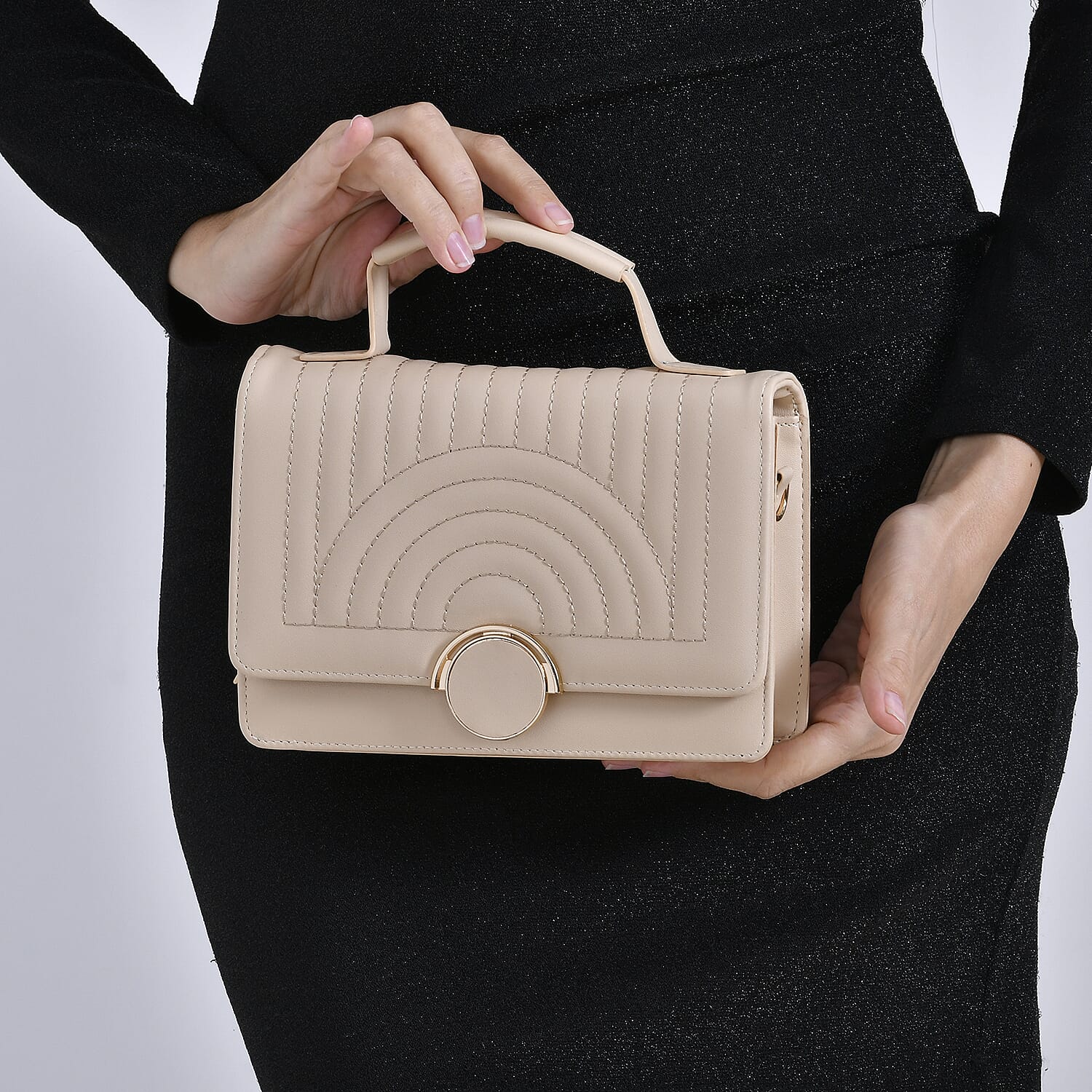 Designer Inspired 2-in-1 PU Crossbody Bag (Size 21x8x14 cm) - Beige