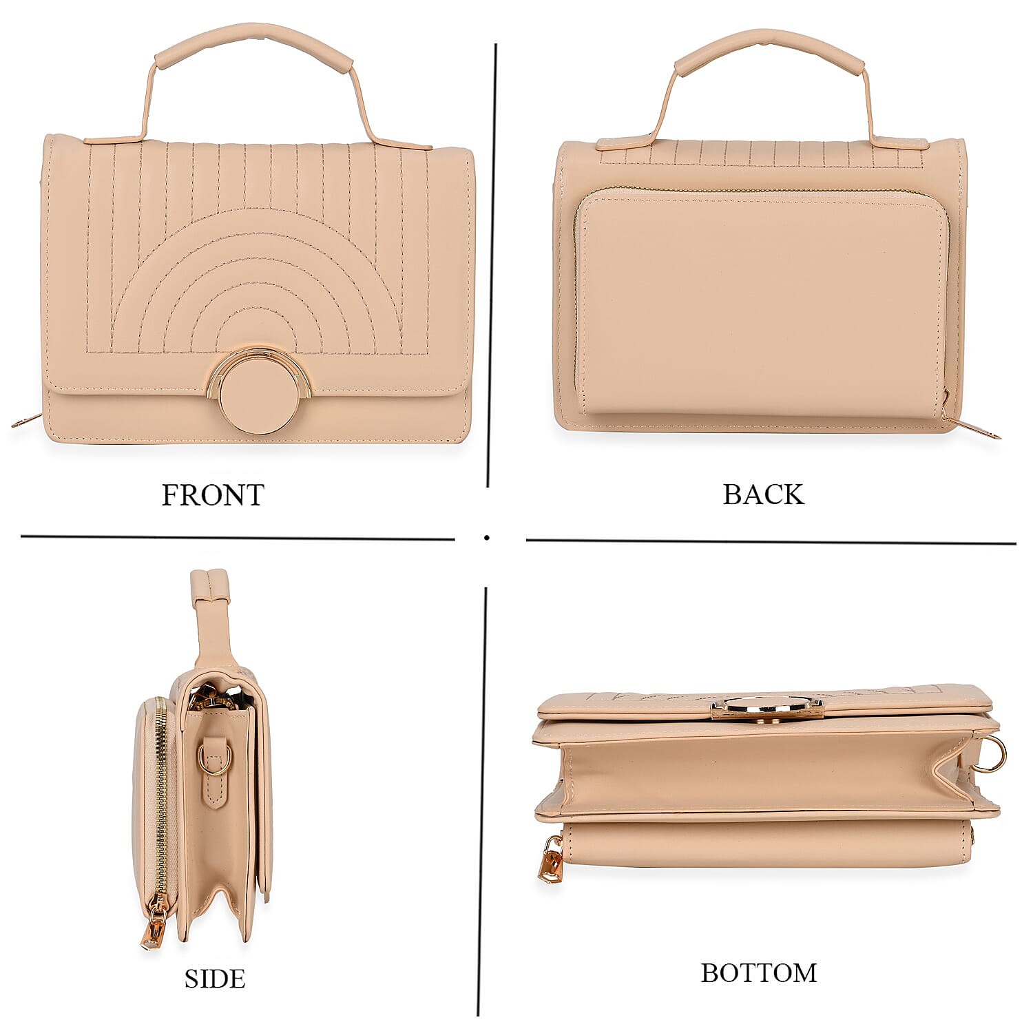 Designer Inspired 2-in-1 PU Crossbody Bag (Size 21x8x14 cm) - Beige