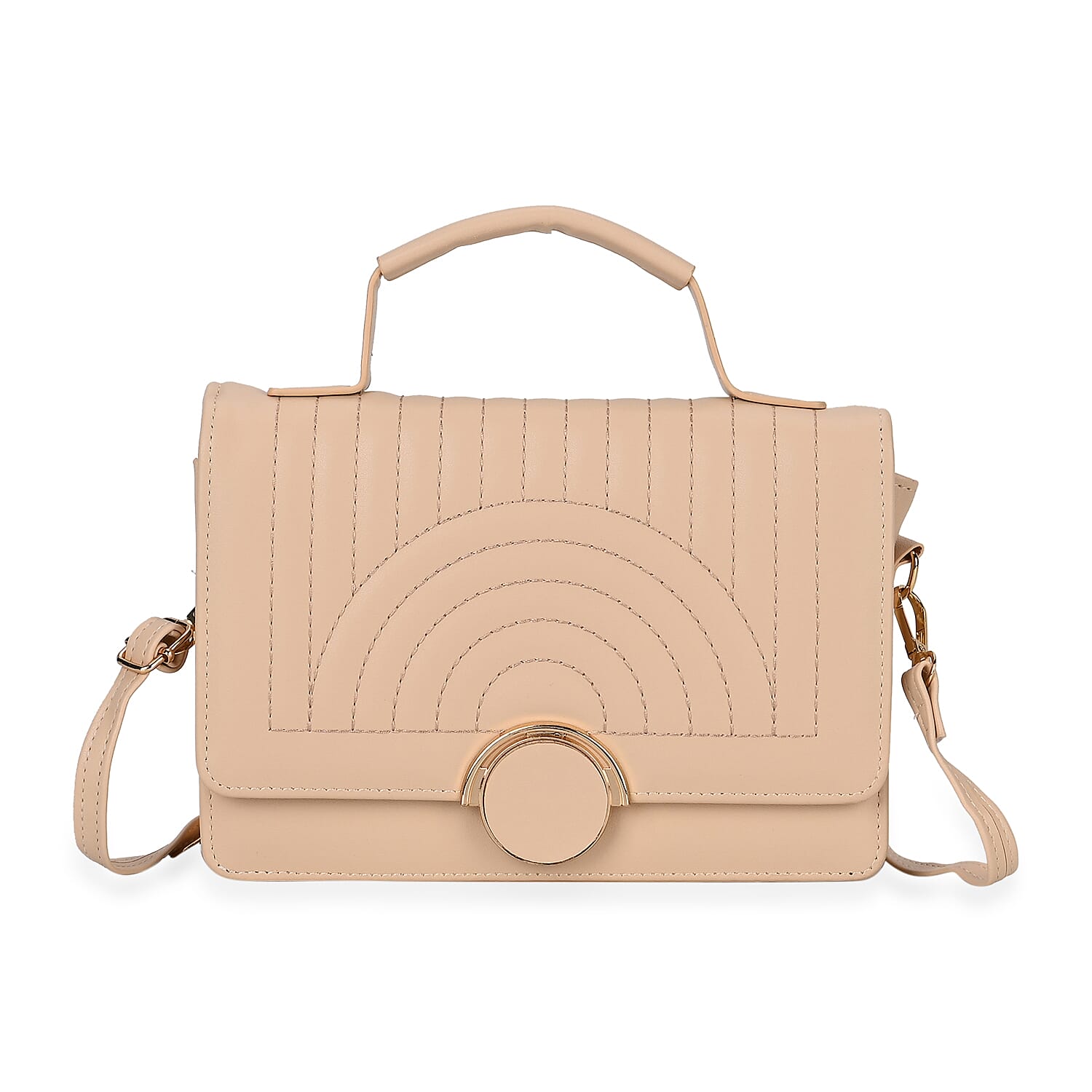 Designer Inspired 2-in-1 PU Crossbody Bag (Size 21x8x14 cm) - Beige
