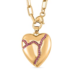 Designer Inspired - Pink Crystal Heart Necklace (Size - 24)