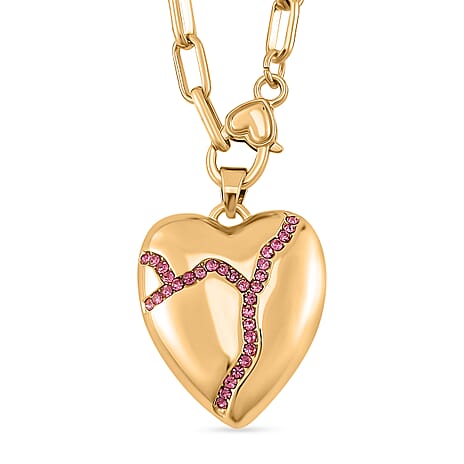 Designer Inspired- Pink Crystal Necklace (Size - 24)