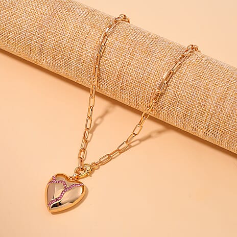 Designer Inspired- Pink Crystal Necklace (Size - 24)