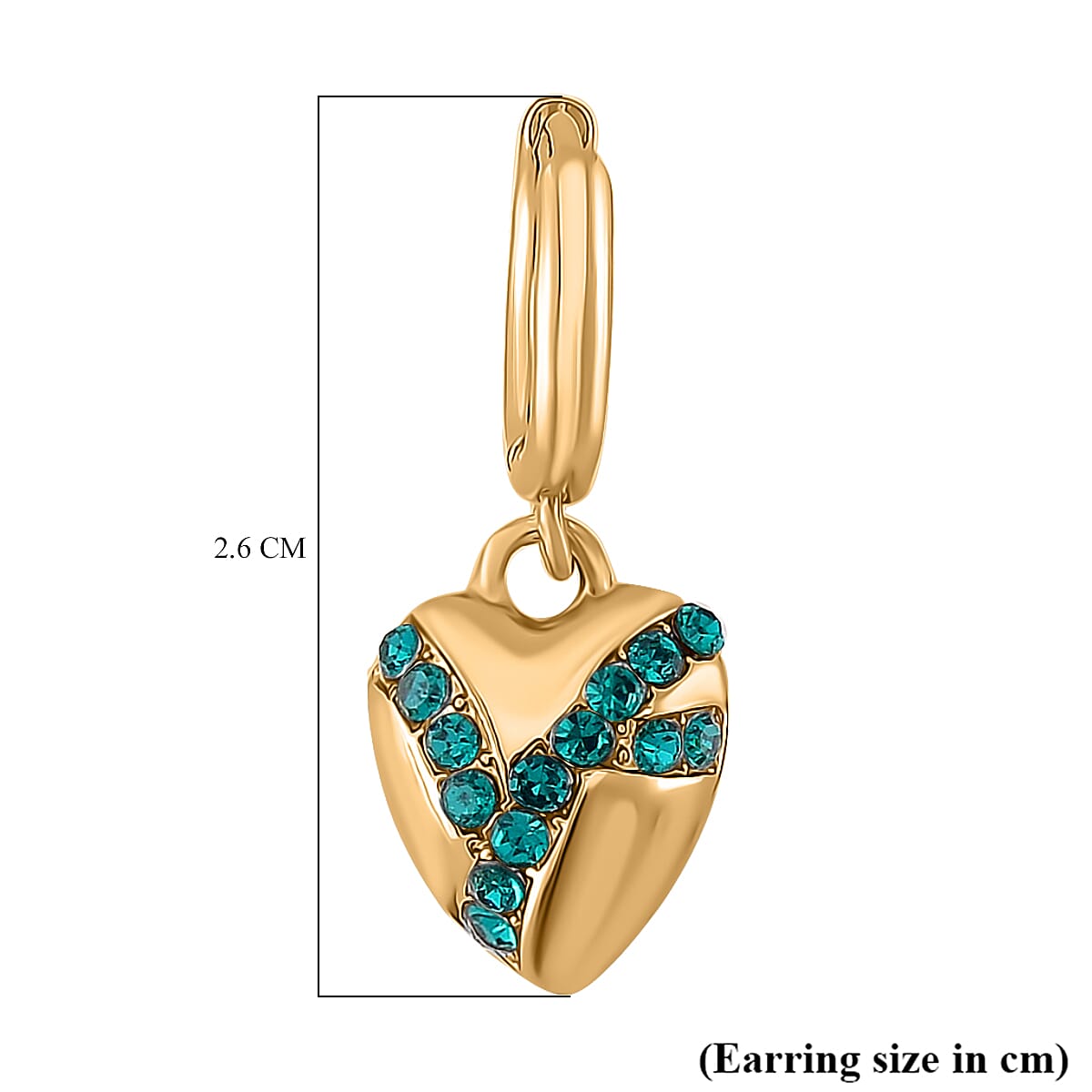 Neon Green Crystal  Earring With Clasp in Yellow Gold Tone